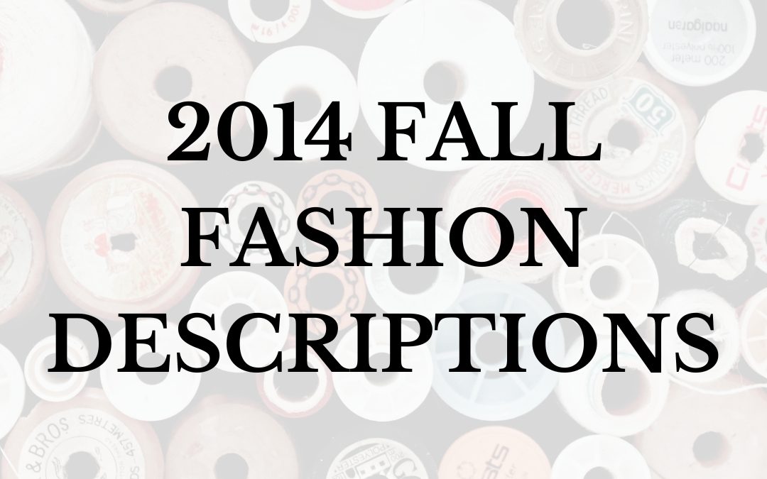 2014 Fall Fashion Descriptions